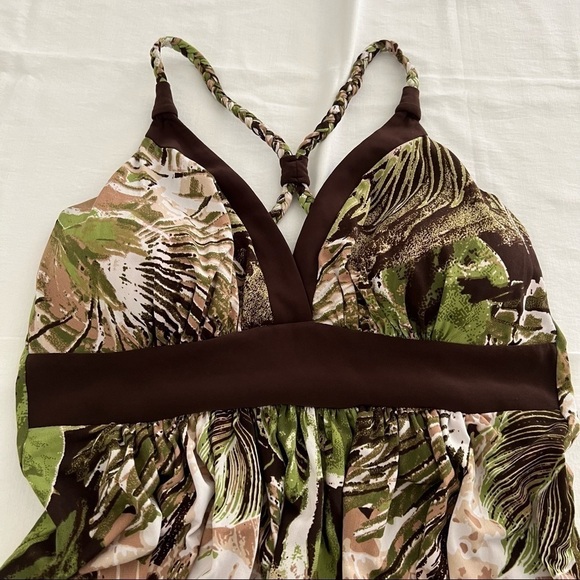 Linda Segal Tropical Print Braided Racerback Maxi Dress. Size XS - Picture 3 of 13